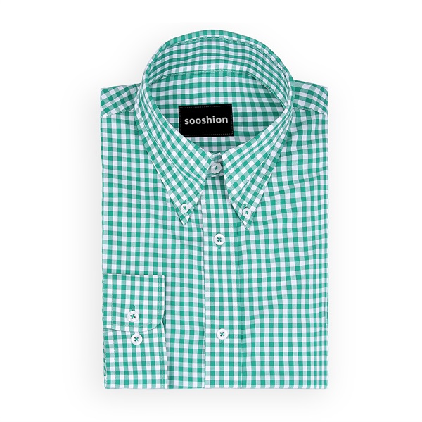 Green Gingham Button Down Shirt