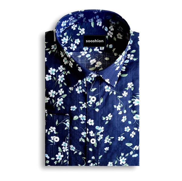 Navy Floral Printed Shirt