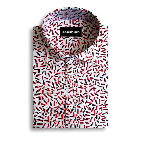  Red Printed Cotton Shirt