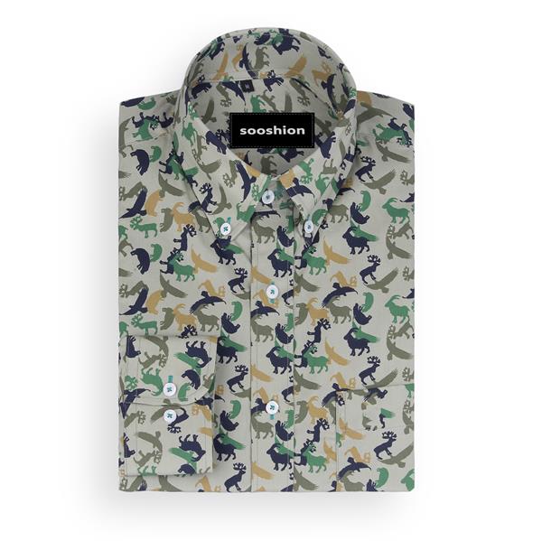 Green Animal Printed Shirt