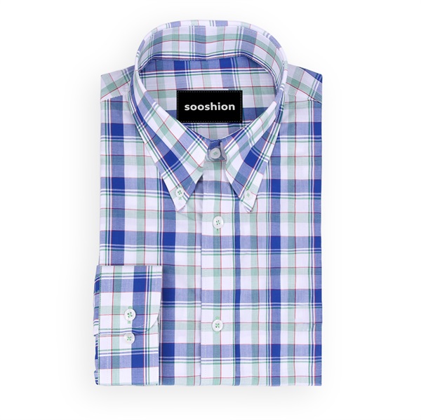 Navy/Mint Plaid Button-Down Shirt