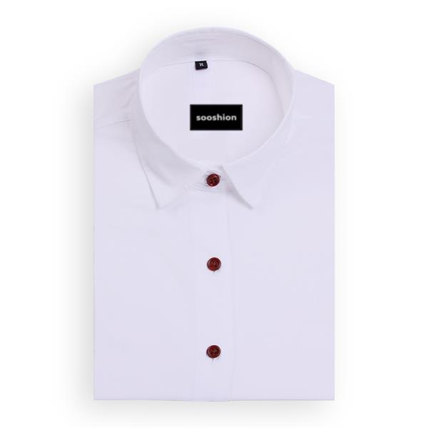 White Cotton Contrast Button Shirt